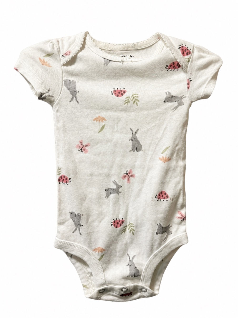 Carter’s Baby Girl Bunny & Ladybug Short Sleeve Bodysuit - Size 6M